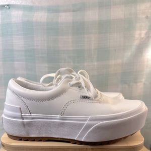 white platform authentic style vans